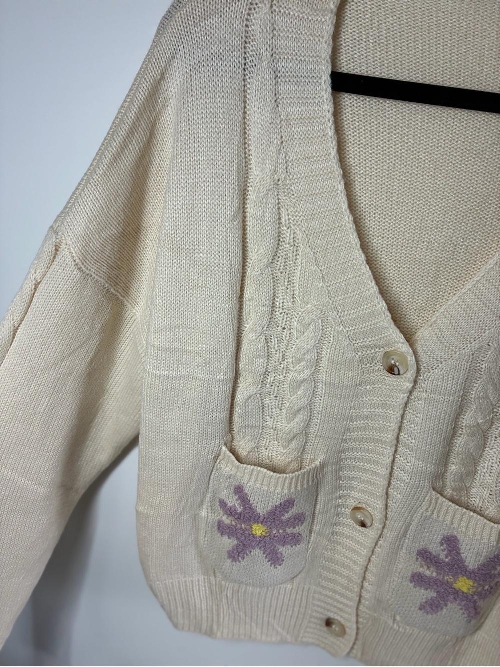 Cream Knit Women's Sweater - Size M - Picture 3 of 5
